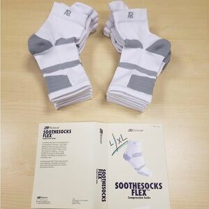 Soothesocks Flex Compression Socks - White and Gray by AmRelieve NEW L/XL 6 Pair